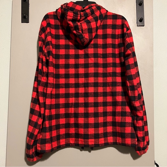 The Vermont Flannel Co. Hooded Red & Black Plaid Unisex Pullover XS-M - Picture 4 of 5